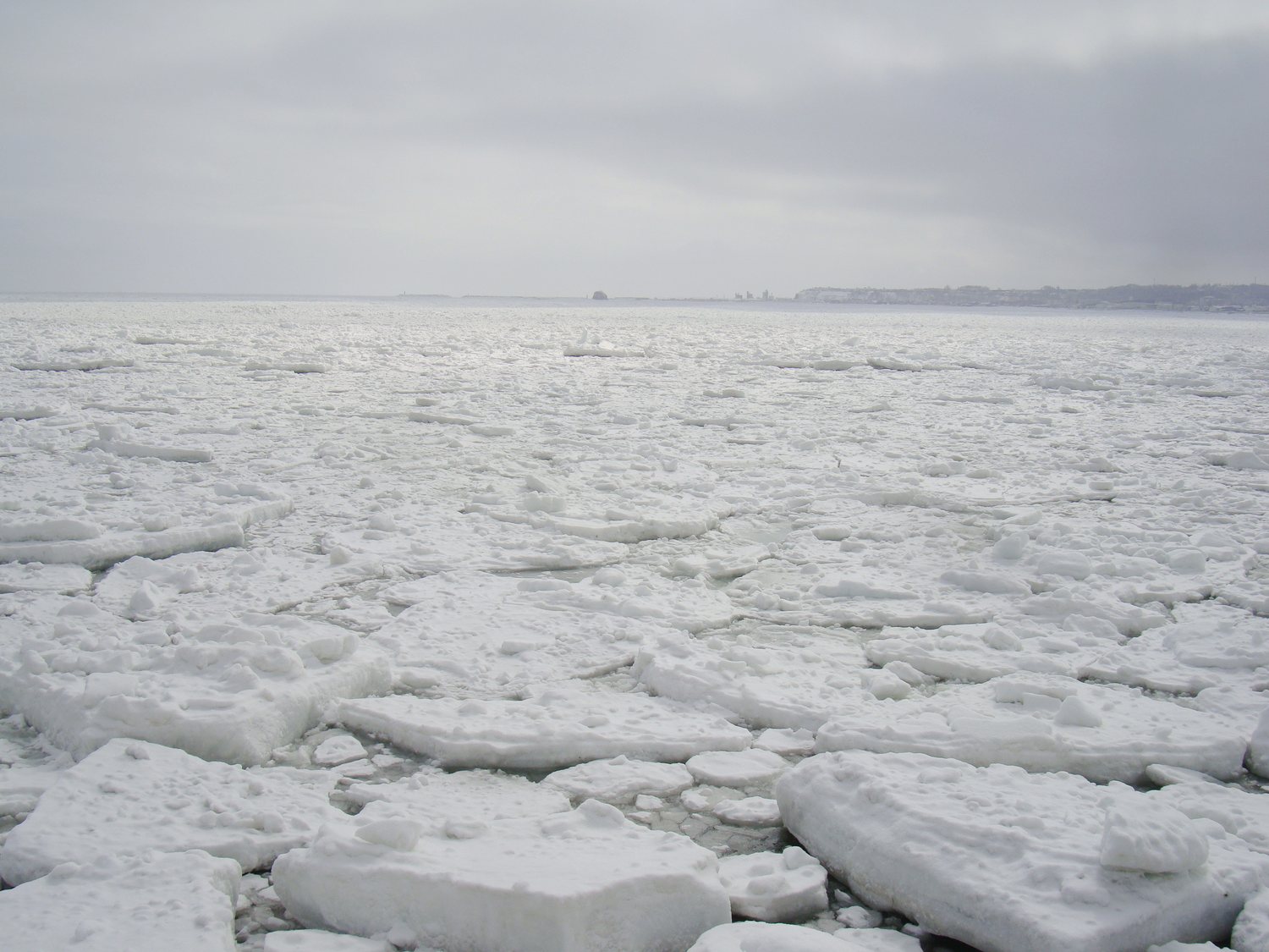 Drift ice off the coast of Hokkaido, Japan, in winter